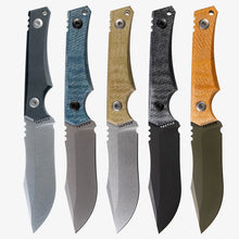 Load image into Gallery viewer, Five tactical knives with different colored handles on a white background
